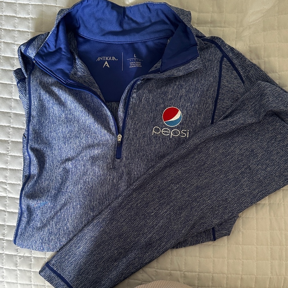 Antigua Men's Heathered Blue Zip-Up Sweater